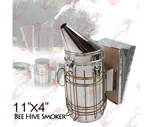 Large Bee Hive Smoker Stainless Steel w/Heat Shield Beekeeping Equipment New 